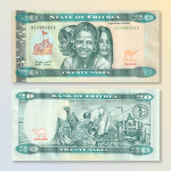 Eritrea 20 Nafka, 2012, B110a, P12, UNC - Robert's World Money - World Banknotes