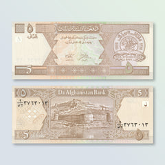 Afghanistan 5 Afghanis, 2002, B350a, P66, UNC - Robert's World Money - World Banknotes