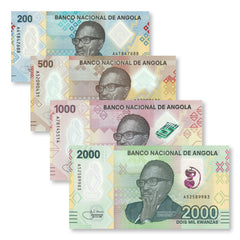 Angola Full Set: 200–2,000 Kwanza, 2020, B557–B560, UNC - Robert's World Money - World Banknotes