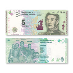 Argentina 5 Pesos, 2015, B415a, P359, UNC - Robert's World Money - World Banknotes