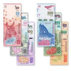 Argentina Full Set: 20–1,000 Pesos, 2017+, UNC - Robert's World Money - World Banknotes