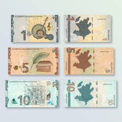 Azerbaijan Set: 1, 5 & 10 Manat, 2020–2021, B408–B410, UNC - Robert's World Money - World Banknotes