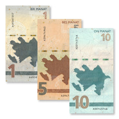 Azerbaijan Set: 1, 5 & 10 Manat, 2020–2021, B408–B410, UNC - Robert's World Money - World Banknotes