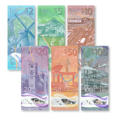 Barbados Full Set: 2–100 Dollars, 2022, B239–B244, Barbados' First Polymer Series - Robert's World Money - World Banknotes