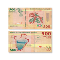 Burundi Full Set: 500–10,000 Francs, 2018–2021, B236–B240, P50–P54, UNC - Robert's World Money - World Banknotes