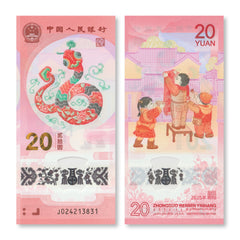 China 20 Yuan, 2025 Commemorative, Year of the Snake, B4128a, UNC