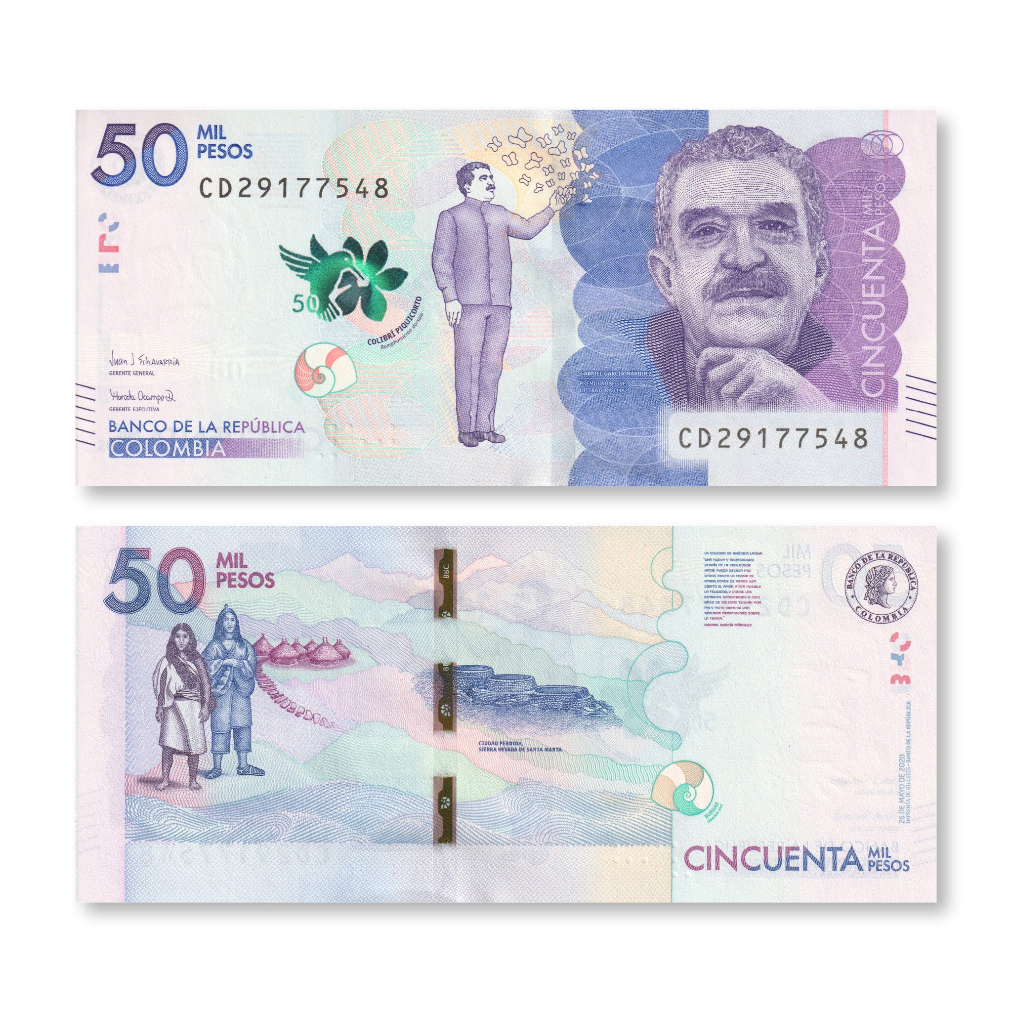 Colombia 50000 Pesos, 2020, B997h, P462, UNC - Robert's World Money - World Banknotes