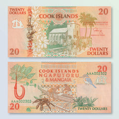 Cook Islands 20 Dollars, 1992, B109a, P9a, UNC - Robert's World Money - World Banknotes