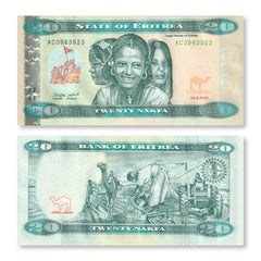 Eritrea 20 Nafka, 2012, B110a, P12, UNC - Robert's World Money - World Banknotes