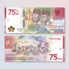 Indonesia 75000 Rupiah, 2020 Commemorative, B616a, UNC - Robert's World Money - World Banknotes