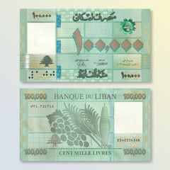 Lebanon 100,000 Pounds, 2022, B546c, P95, UNC