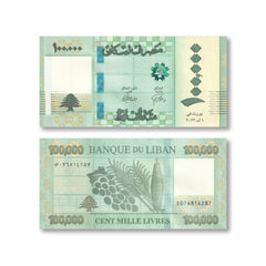 Lebanon 100,000 Pounds, 2023, Reduced Size, B549b, UNC