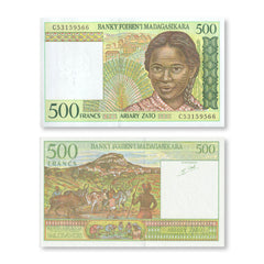 Madagascar Full Set: 500–25,000 Francs, 1994–1998, B311–B316, P74–P82, UNC - Robert's World Money - World Banknotes