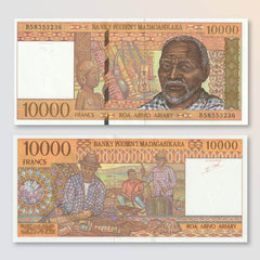 Madagascar 10000 Francs, 1995, B315b, P79b, UNC - Robert's World Money - World Banknotes