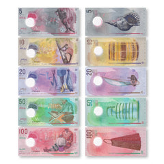 Maldives Set: 5–100 Rufiyaa, 2015–2022, B216–B219; B222, PA26–P29, UNC - Robert's World Money - World Banknotes