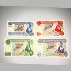 Mauritius Specimen Set: 5, 10, 25 & 50 Rupees, 1978, BNP401a, PCS1, aUNC