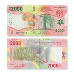 Central African States 2000 Francs, 2020 (2022), B113a, UNC - Robert's World Money - World Banknotes