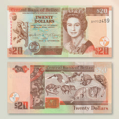 Belize 20 Dollars, 2020, B327g, P69, UNC - Robert's World Money - World Banknotes