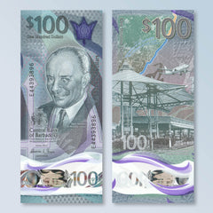 Barbados 100 Dollars, 2022, B244a, UNC - Robert's World Money - World Banknotes