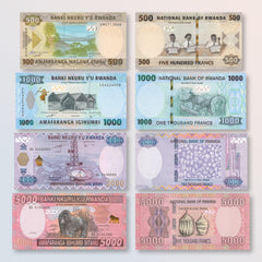 Rwanda Set: 5–2,000 Francs, 2014–2019, B139–B142, UNC - Robert's World Money - World Banknotes