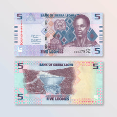 Sierra Leone 5 Leones, 2022, B131a, UNC - Robert's World Money - World Banknotes