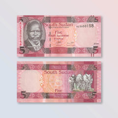 South Sudan 5 Pounds, 2015, B111a, P11a, UNC