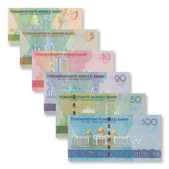 Turkmenistan Full Commemorative Set: 1–100 Manat, 2020, B234–B239, UNC - Robert's World Money - World Banknotes