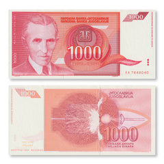 Yugoslavia 1000 Dinars, 1992, B447a, P114, UNC