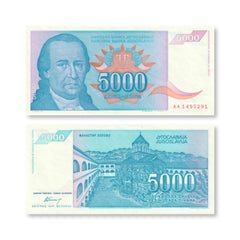 Yugoslavia 5000 Dinars, 1994, B474a, P141a, UNC