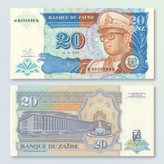 Zaire 20 Noueaux Zaires, 1993, B138a, P56, UNC