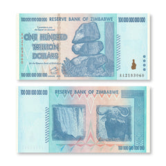 Zimbabwe 100 Trillion Dollars, 2008, B182a, P91, UNC