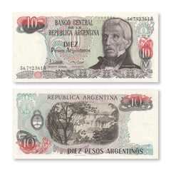 Argentina 10 Pesos Argentinos, 1984, B366b, P313a, UNC - Robert's World Money - World Banknotes