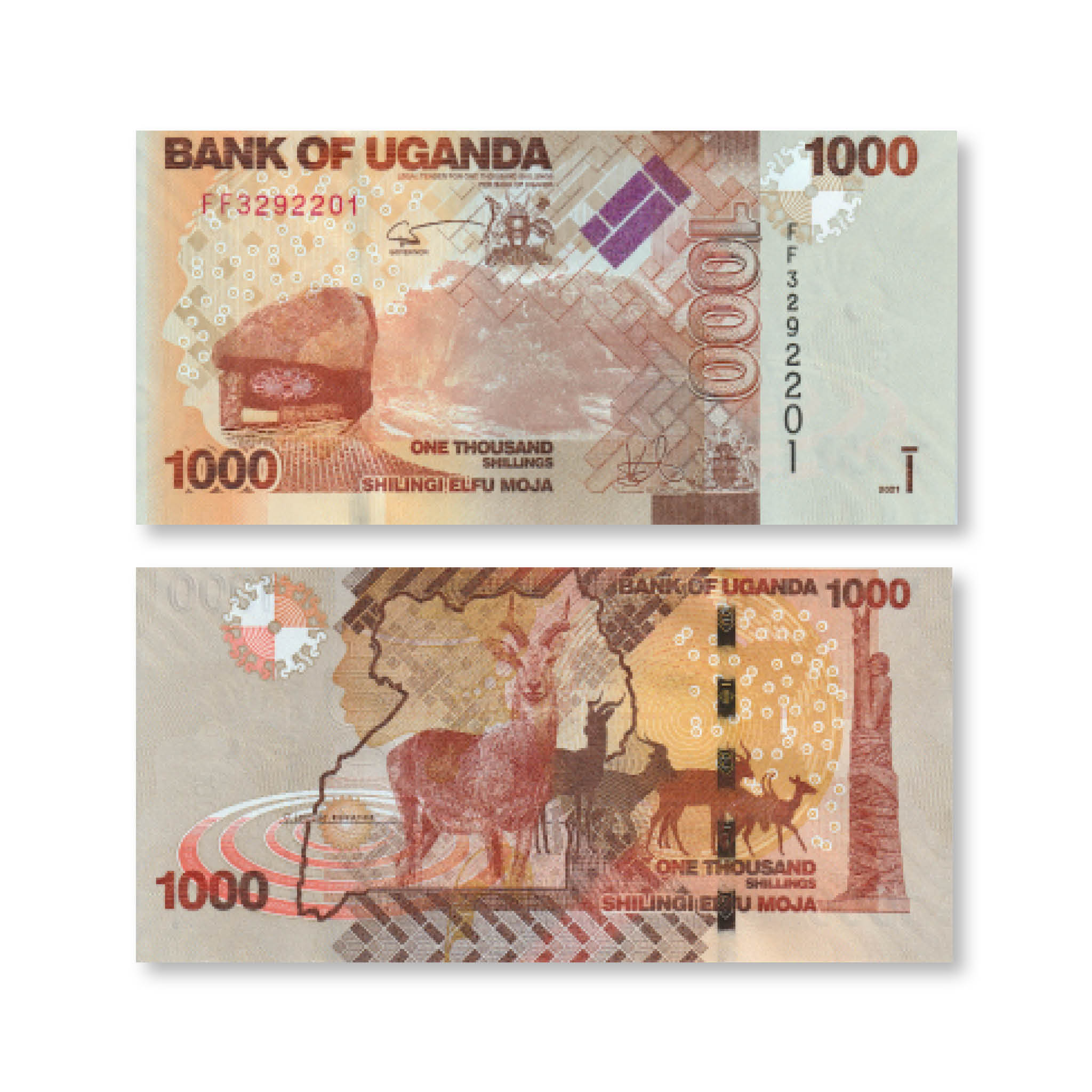 Uganda 1000 Shillings, 2021, B154f, P49, UNC - Robert's World Money - World Banknotes