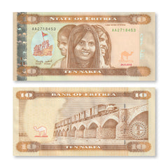 Eritrea 10 Nafka, 2012, B109a, P11, UNC - Robert's World Money - World Banknotes